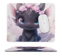 Tappetino per Mouse Little Black Dragon Flower Cute Portatile Tappetino per Mouse da Gioco Soffice Mousepad per Computer Ufficio Sensori da Gioco 10X12In