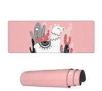 Tappetino Per Mouse Llama And Red Cactuses Tappetino Mouse Lavabile Sottomano, Per Scrivania, Casa, Ufficio, 80x30cm