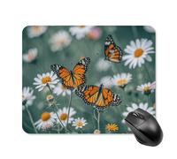 Tappetino per Mouse Lovely Aesthetic Butterflies And Wildflowers Tappetino Mouse Gaming Confortevole Mousepad Forma Rettangolare, per Computer, Casa, Gaming Mouse, 25x30cm