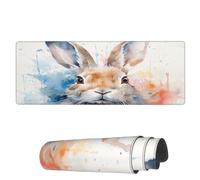Tappetino Per Mouse Lovely Watercolor Rabbit Bunny Tappetino Mouse Gaming Lavabile Sottomano, Per Computer, Ufficio, Casa, 80x30cm