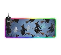 Tappetino per mouse luminoso con zucca nera di Halloween Strega Wirel di ricarica per scrivania Big gameing 89,9 x 40,6 cm grande tappetino per mouse da gioco
