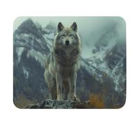 Tappetino per Mouse Magnificent Wolf in The Mountains Animal Mouse Mat Una Presa Stabile su Superfici Lisce Tappetino per Tastiera Confortevole Tappetino Scrivania per Ufficio Pc 25X30Cm