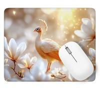 Tappetino per Mouse Magnolia Tappetino Mouse Pavone Mousepad Gaming, Piccolo Tappeto Scrivania 340 x 280 mm, Durevole e Facile da Pulire, Superficie Antiscivolo Mousepad per Gaming Accessori p1j-117