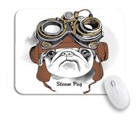 Tappetino Per Mouse Man Dog Pug Portrait Helmet Mousepad Forma Rettangolare Confortevole Base Antiscivolo In Gomma Tappetino Mouse Pad, Per Ufficio, Gioco, 25 x 30cm