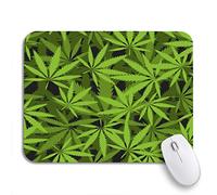 Tappetino Per Mouse Marijuana Leaves Pattern Cannabis Plant Green Dense Vegetation Mousepad Forma Rettangolare Lavabile Tappetino Per Il Mouse Antiscivolo, Per Gioco, Gaming Mouse, 25 x 30cm