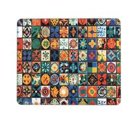 Tappetino per mouse marocchino con fiori mandala, tappetino per mouse con bordi cuciti, base in gomma antiscivolo, tappetino per mouse per PC portatile, 22 x 18 cm