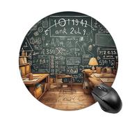 Tappetino per mouse matematico, piccolo tappetino per mouse con base in gomma antiscivolo, comodo tappetino per mouse da gioco, rotondo, impermeabile, per ufficio e casa, 19 x 20 cm