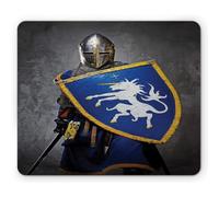 Tappetino per Mouse Medieval Medieval Knight Holding An Aged Old Shield Historical Theme Digital Print Tappetino Mouse Pad Impermeabile Sottomano, per Ufficio, Laptop, Computer, 25x30cm