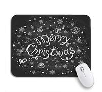 Tappetino Per Mouse Merry Christmas Snowflakes And On Black Chalkboard Holiday Lettering Mousepad Forma Rettangolare Antipolvere Tappetino Mouse, Per Casa, Ufficio, 25 x 30cm