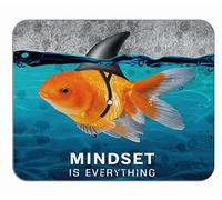 Tappetino per Mouse Mindset Is Everything Fish Shark Inspirational Quotes Tappetini Mouse Lavabile Antipolvere Sottomano, per Casa, Ufficio, Scrivania, 25x30cm