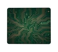 Tappetino per mouse minimalistico a tema tecnico del circuito stampato | Estetica tecnologica moderna, intricati dettagli della linea dorata, aggiornamento professionale dello spazio di lavoro