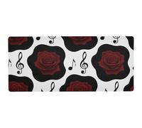Tappetino per mouse moderno con rose nere rosse e segno musicale per desktop moderno tappetino per mouse per scrivania gaming 80 x 30 cm