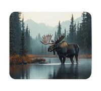 Tappetino per Mouse Moose Wading Through A Misty Lake At Sunrise Tappetino per Mouse da Gioco Mouse Mat con Base in Gomma Antiscivolo Tappetino per Tastiera per Gaming Ufficio 25X30Cm
