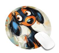 Tappetino per mouse, motivo: bassotto, nero e arancione, divertente regalo per gli amanti degli animali, per l'estate, casa, ufficio, antiscivolo, lavabile, per giocare e lavorare, rotondo, 20 x 20 cm