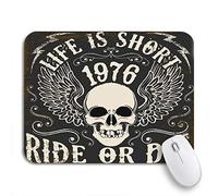 Tappetino per Mouse Motorbike Motorcycle Skull Tee Motor Biker Badge Cafe Tappetino Mouse Gaming Base Antiscivolo in Gomma Confortevole Tappetino Mouse Piccolo, per Gioco, Casa, 25 x 30cm
