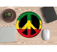 Tappetino per Mouse, Mouse PC o Portatile - Simbolo Pace Rastafari - Colori Giamaica - Reggae. Ideale per giochi e ufficio e roots lovers.