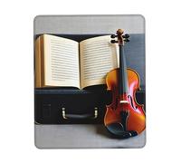 Tappetino per mouse multi formato con violino e libro, in gomma, con bordo bloccato (verticale) per ufficio, portatile, multi funzione