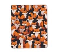 Tappetino per mouse multicolore in gomma ispessita con bordo bloccato e scritta "lots of cartoon little foxes" 21,1 x 26,2 cm per ufficio, giochi, studio e scrivania