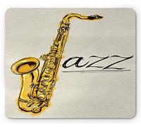 Tappetino per Mouse Music Classic Painting of Jazz Saxophone Print On Plain Background Vintage Style Sketch Tappetino Mouse Pad Personalizzato Sottomano, per Computer, Scrivania, Laptop, 25x30cm