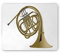 Tappetino per Mouse Music French Horn Brass Instrument European Arts Jazz Orchestra Band Graphic Tappetino Mouse Piccolo Portatile Sottomano, per Ufficio, Laptop, Gaming Mouse, 25x30cm