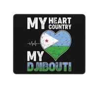 Tappetino per Mouse My Heart My Country My Djibouti Mousepad con Bordi Cuciti Mouse Pad con Base in Gomma Antiscivolo Mouse Mat per Gaming Computer Portatile Pc 25X30Cm
