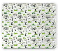 Tappetino per Mouse Nature Cartoon Pattern of Bunny in The Woods with Trees Tappetino Mouse Antipolvere Impermeabile Sottomano, per Ufficio, Scrivania, Casa, 25x30cm