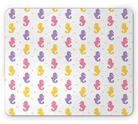 Tappetino per Mouse Nautical Colorful Seahorses Pattern with Small Circle And Triangle Shapes Pattern Tappetino per Il Mouse Antiscivolo Sottomano, per Casa, Scrivania, Ufficio, 25x30cm