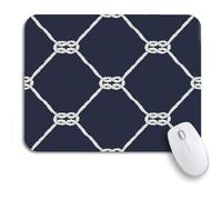 Tappetino per Mouse Nautical Rope Pattern Endless Navy White Loop Marine Knots Mousepad Forma Rettangolare Lavabile Personalizzato Tappetini Mouse, per Gioco, Computer, 25 x 30cm