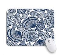 Tappetino Per Mouse Navy Doodle Seashells Blue Animal Aquatic Drawing Line Maritime Tappetino Mouse Piccolo Facile Da Pulire Lavabile Tappetino Mouse, Per Gioco, Ufficio, 25 x 30cm