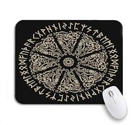 Tappetino Per Mouse Nordic Ancient Scandinavian Shield Viking And Runes Black Emblem Tappetino Mouse Gaming Facile Da Pulire Base Antiscivolo In Gomma Sottomano, Per Laptop, Computer, 25 x 30cm