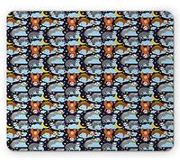 Tappetino per Mouse Nursery Childish Repetitive Pattern of S-Loth Sleeping On Clouds in Starry Night Tappetino Mouse Portatile Confortevole Sottomano, per Computer, Ufficio, 25x30cm