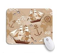 Tappetino per Mouse Old Map Vintage Compass Sailboat Anchor Ancient of The Tappetino Mouse Piccolo Tappetino per Il Mouse Antiscivolo, per Gioco, Gaming Mouse, 25 x 30cm
