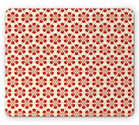 Tappetino per Mouse Orient Asian Theme Flower Shapes Pattern with Oriental Motifs Tappetino per Il Mouse Antiscivolo Portatile Impermeabile Sottomano, per Ufficio, Casa, Gaming Mouse, 25x30cm