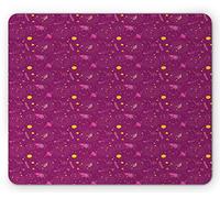 Tappetino per Mouse Outer Space Pattern with Ufo'S Planets Stars And Space Objects Astronomy Theme Tappetino Mouse Lavabile Portatile Mousepad Forma Rettangolare, per Ufficio, Laptop, 25x30cm