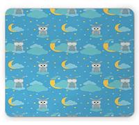 Tappetino per Mouse Owl Lover Sleeping Birds At Night Clouds On Crescent Moon Stars Childish Tappetino Mouse Facile da Pulire Lavabile Sottomano, per Scrivania, Computer, Ufficio, 25x30cm