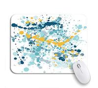 Tappetino per Mouse Paint Splashes Yellow Gold And Aquamarine Dark Blue Drops Mousepad Forma Rettangolare Lavabile Base Antiscivolo in Gomma Sottomano, per Gioco, Scrivania, 25 x 30cm