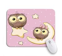 Tappetino per Mouse Painting Valentine Lovers Owls On Moon And Star Child Tappetini Mouse Antipolvere Base Antiscivolo in Gomma Tappetino per Il Mouse Antiscivolo, per Ufficio, Casa, 25 x 30cm