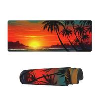 Tappetino per Mouse Palm Trees Beach Sunset Red Tappetino per Il Mouse Antiscivolo Base Antiscivolo in Gomma Sottomano, per Ufficio, Scrivania, Laptop, 80x30cm