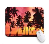 Tappetino per Mouse Palm Trees Silhouettes On Tropical Beach At Vivid Sunset Tappetino Mouse Gaming Personalizzato Facile da Pulire Sottomano, per Casa, Ufficio, 25 x 30cm