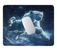 Tappetino per Mouse Pantera bianca sotto il cielo stellato 24 x 20 cm q-871 | Base Gomma Morbida Antiscivolo, Tessuto Poliestere, Asciugatura Veloce, per Scrivanie Legno e Vetro, Viaggi Lavorativi