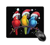 Tappetino per Mouse Parrots with Santa Hats Christmas Tappetino Mouse Gaming Facile da Pulire Antipolvere Sottomano, per Gaming Mouse, Casa, Ufficio, 25x30cm