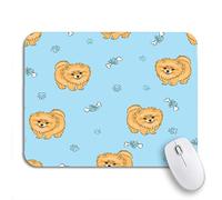 Tappetino per Mouse Pattern Cute Pomeranian Puppy On Blue Dogs Red Sottomano Confortevole Impermeabile Tappetino per Il Mouse Antiscivolo, per Scrivania, Ufficio, 25 x 30cm