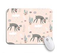 Tappetino Per Mouse Pattern Deers Flower Branches Creative Perfect Nursery Black Tappetino Per Il Mouse Antiscivolo Confortevole Tappetino Mouse Gaming, Per Scrivania, Computer, 25 x 30cm