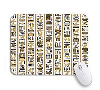 Tappetino Per Mouse Pattern Egyptian Hieroglyphs Yellow Black Color Ancient Ankh Antiquities Tappetino Mouse Piccolo Lavabile Tappetino Per Il Mouse Antiscivolo, Per Gioco, Scrivania, 25 x 30cm