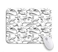 Tappetino per Mouse Pattern Fishing And Fly Lures Sketch On Angler Fisherman Tappetino Mouse Pad Antipolvere Portatile Tappetino per Il Mouse Antiscivolo, per Laptop, Scrivania, 25 x 30cm