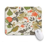Tappetino per Mouse Pattern Fruit Garden Bird Fall Pear Pomegranate Flower Mousepad Forma Rettangolare Confortevole Tappetino per Il Mouse Antiscivolo, per Gaming Mouse, Computer, 25 x 30cm