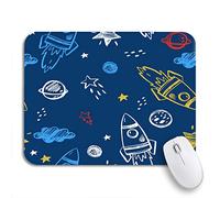 Tappetino per Mouse Pattern Space Ship Cute Rocket Sketch Hand Spaceship Doodle Tappetino Mouse Confortevole Portatile Mousepad Forma Rettangolare, per Gaming Mouse, Computer, 25 x 30cm