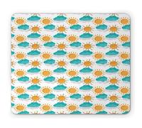 Tappetino per Mouse Pattern with Sun And Rain Clouds Doodle Style Weather Tappetino per Il Mouse Antiscivolo Portatile Lavabile Mousepad Forma Rettangolare, per Ufficio, Laptop, 25x30cm