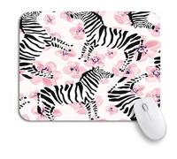 Tappetino Per Mouse Pattern Zebra Pink Flowers Striped Safari Animal African Black Tappetino Mouse Pad Personalizzato Lavabile Tappetini Mouse, Per Gaming Mouse, Laptop, 25 x 30cm