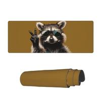 Tappetino Per Mouse Peace Sign Raccoon Tappetino Mouse Facile Da Pulire Sottomano, Per Casa, Ufficio, Scrivania, 80x30cm
